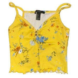~Forever 21 Yellow Floral Crop tank Top